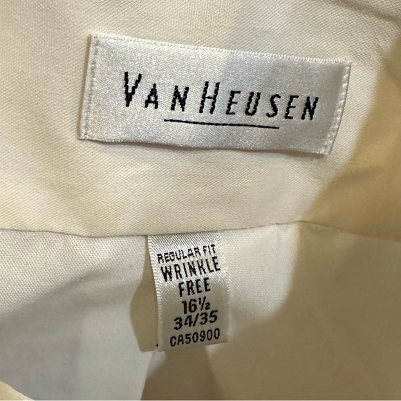 VAN HEUSEN WHITE DRESS SHIRT PINPOINT OXFORD WRINKLE FREE 16 1/2 34/35 CA50900 - Picture 6 of 8